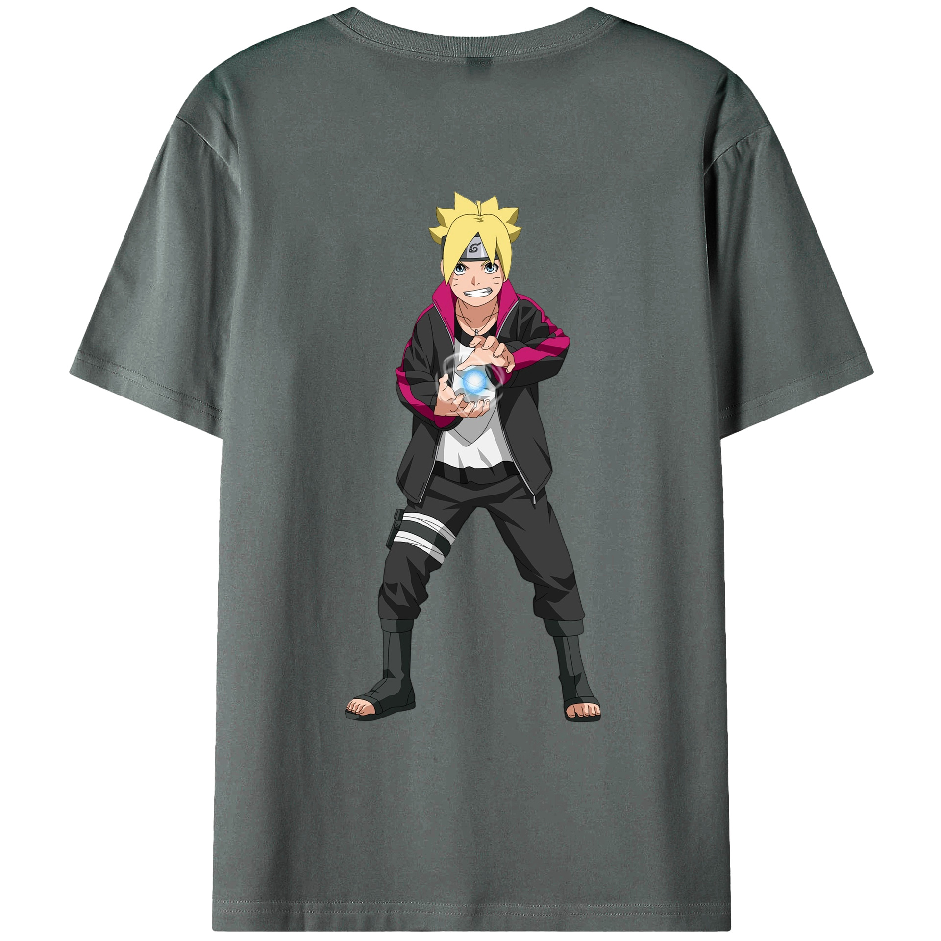 （画像用） NARUTO -ナルト- うずまき ボルト Uzumaki Boruto 綿100％ メンズ半袖Tシャツ（バックプリント） 通気性